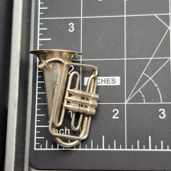 VTG Taxco Sterling Silver French Horn Brooch 2.25" TC-48 Mexico 26.87g Musician - Picture 11 of 12